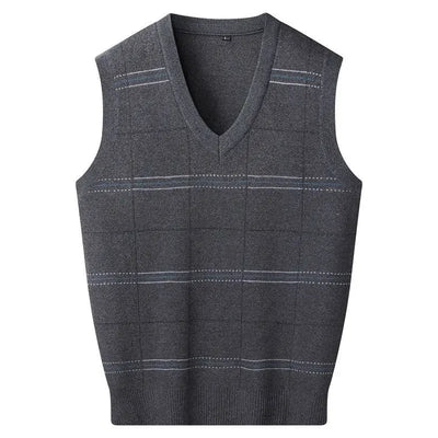 Knitted Sweaters for Men Letter Waistcoat Man Clothes Plaid Vest V Neck Sleeveless Overfit Maletry Cotton Knitwears Classic Ugly