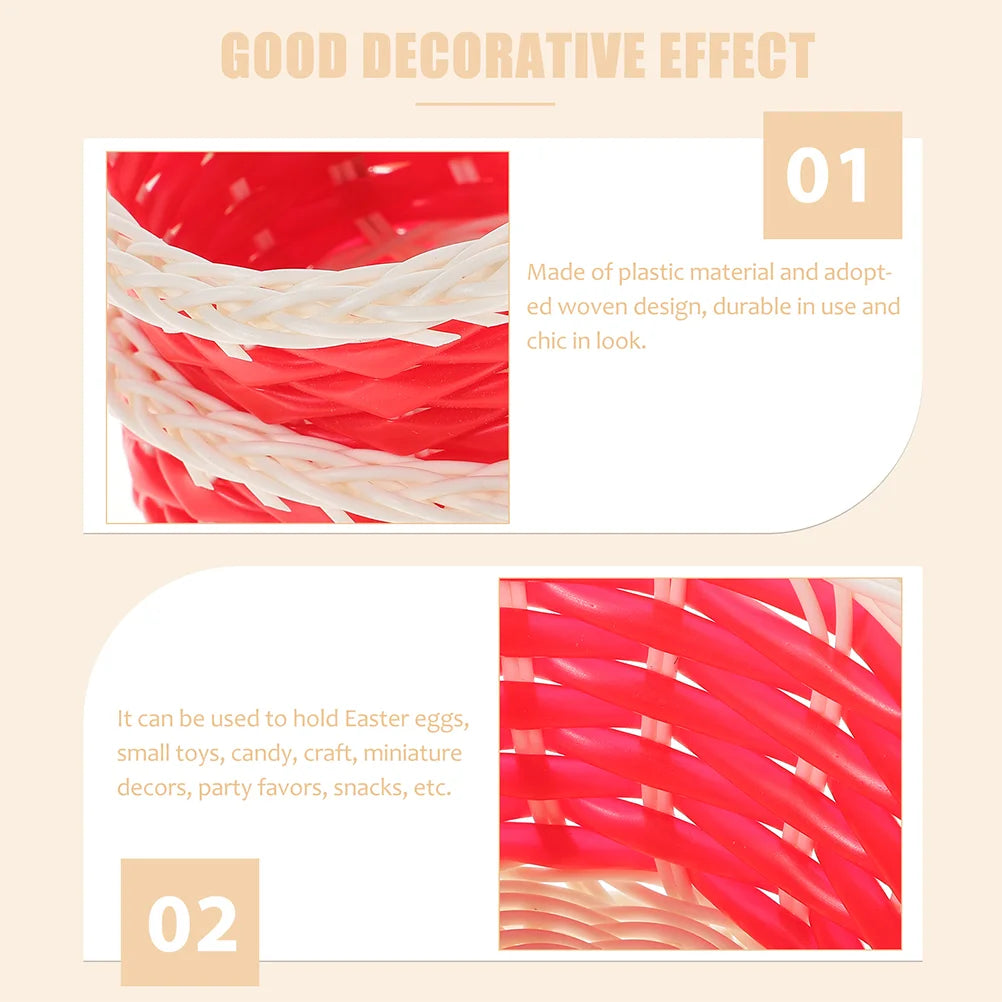 10pcs Mini Plastic Baskets Children Handheld Basket Small Storage Bins Woven Containers Picnic Easter Gift Baskets Home Decor