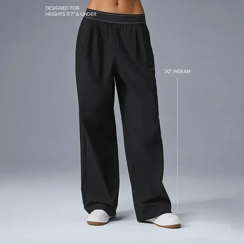 High Waisted Straight Leg Pants for Women Outdoor Leisure Sports Wide Leg Pants Joggers Black Loose Yoga Women's Trousers