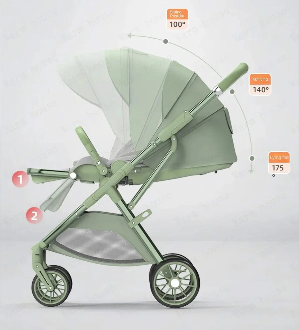 Portable High-view Baby Stroller Two-way Portable Baby Stroller Foldable Children's Four-wheel Baby Stroller 0-3 Years Old