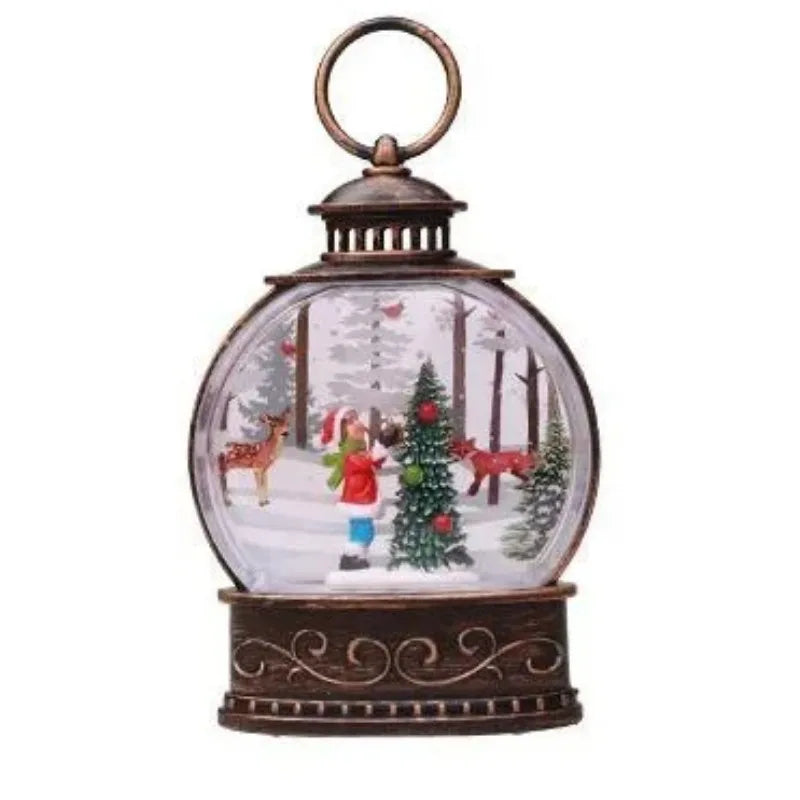 Christmas Snow Lantern Christmas Scene Lighted Snow Globes Swirling LED Snow Globe Christmas Light Up Snow Globe Lantern