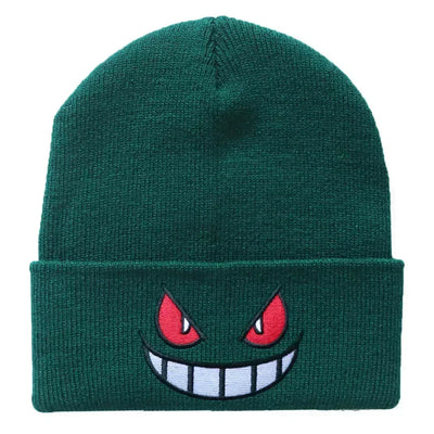 Cartoon Embroidered Beanies Popular American Anime Cartoon Embroidered Knitted Autumn Winter Warm Hat Wool Hat Gengar Beanies