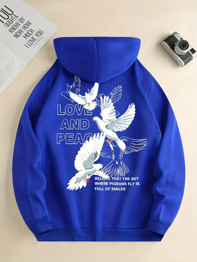 Love And Peace Letter Dove Printed Hoodies For Women
