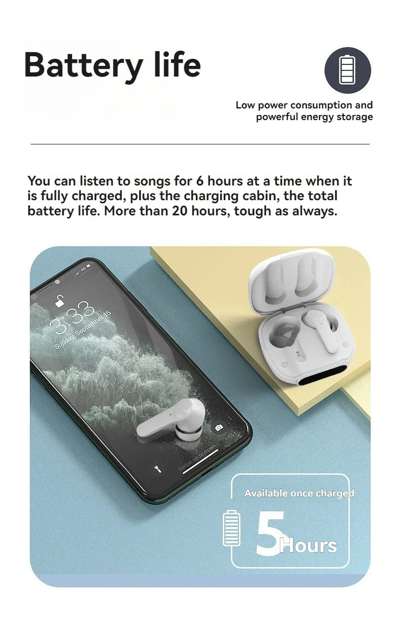 Wireless Earbuds 5H Playtime - In-Ear Noise Cancelling Earphones IPX7 Waterproof for Workout, SecureFit Ear Wings