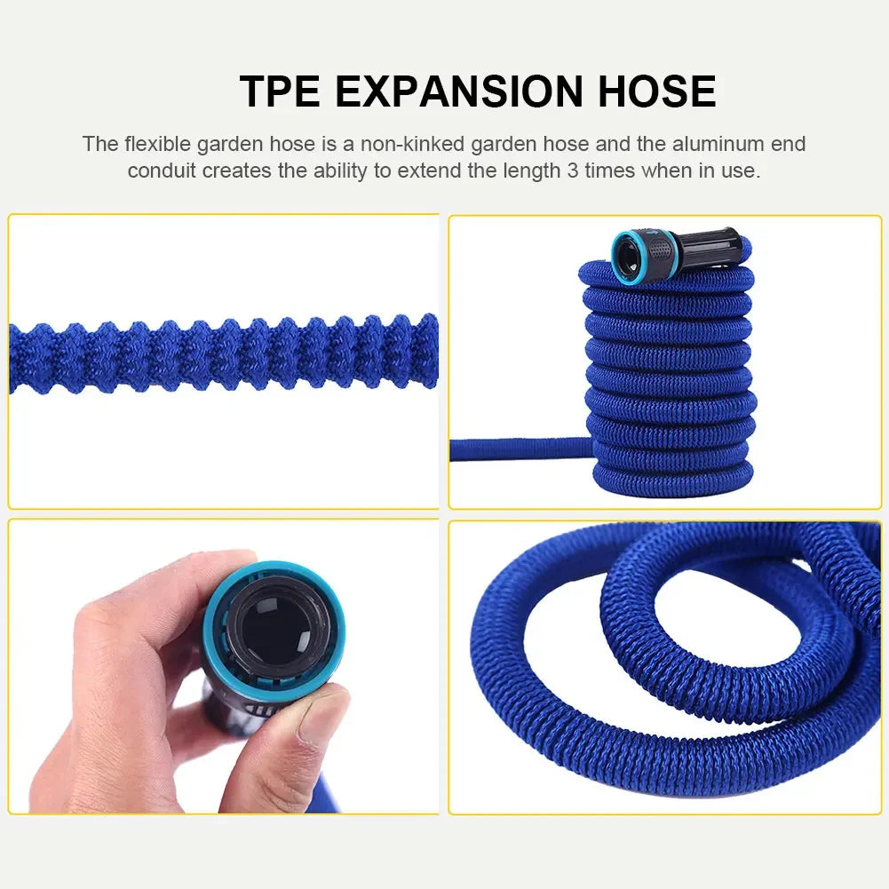 25FT-200FT Expandable Flexible Water Hose Car Wash Hose Water Gun Hose Garden Sprayer Gardening Watering Hose Irrigation Tools