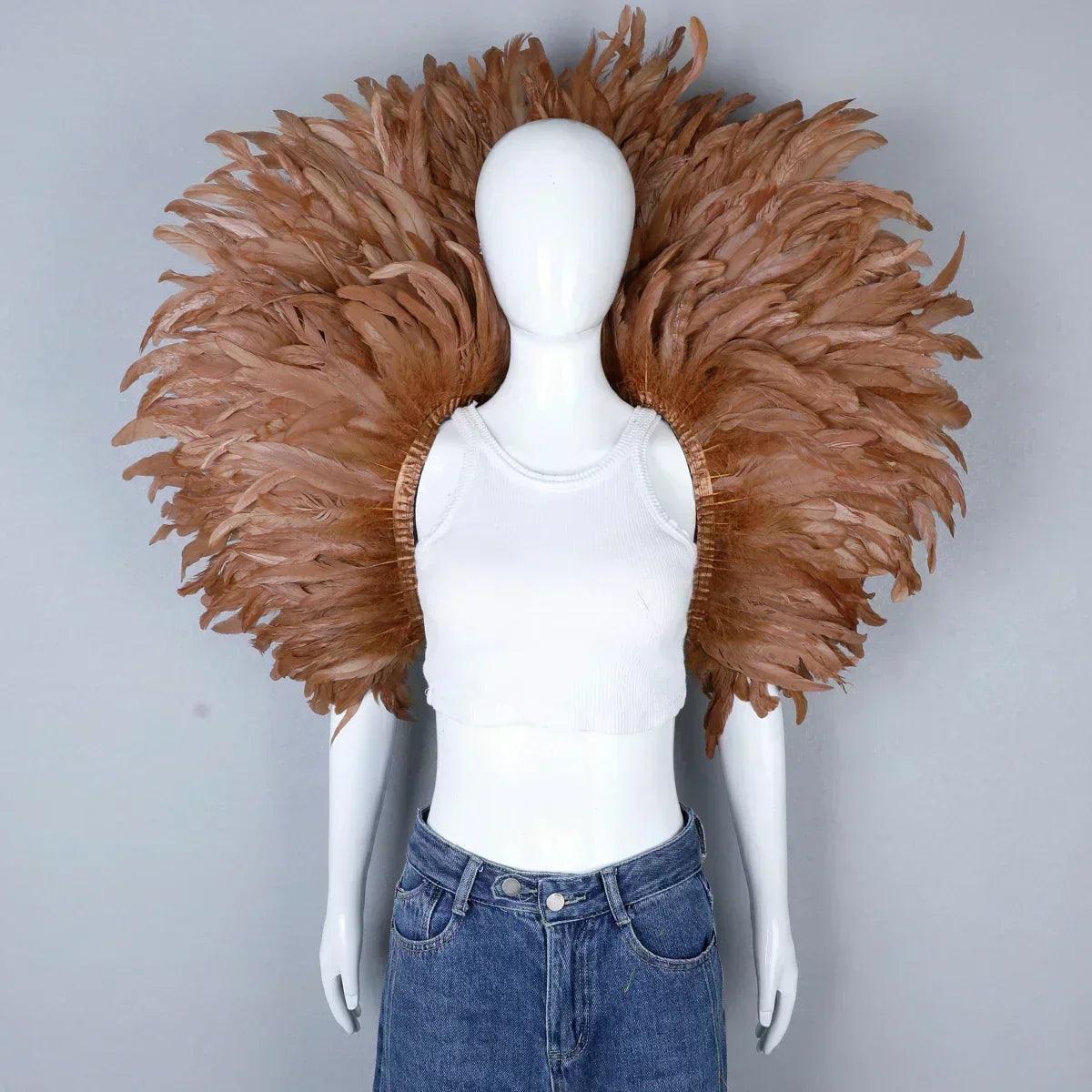Designer feather scarf (punk halloween carnival masked ball party)accessory