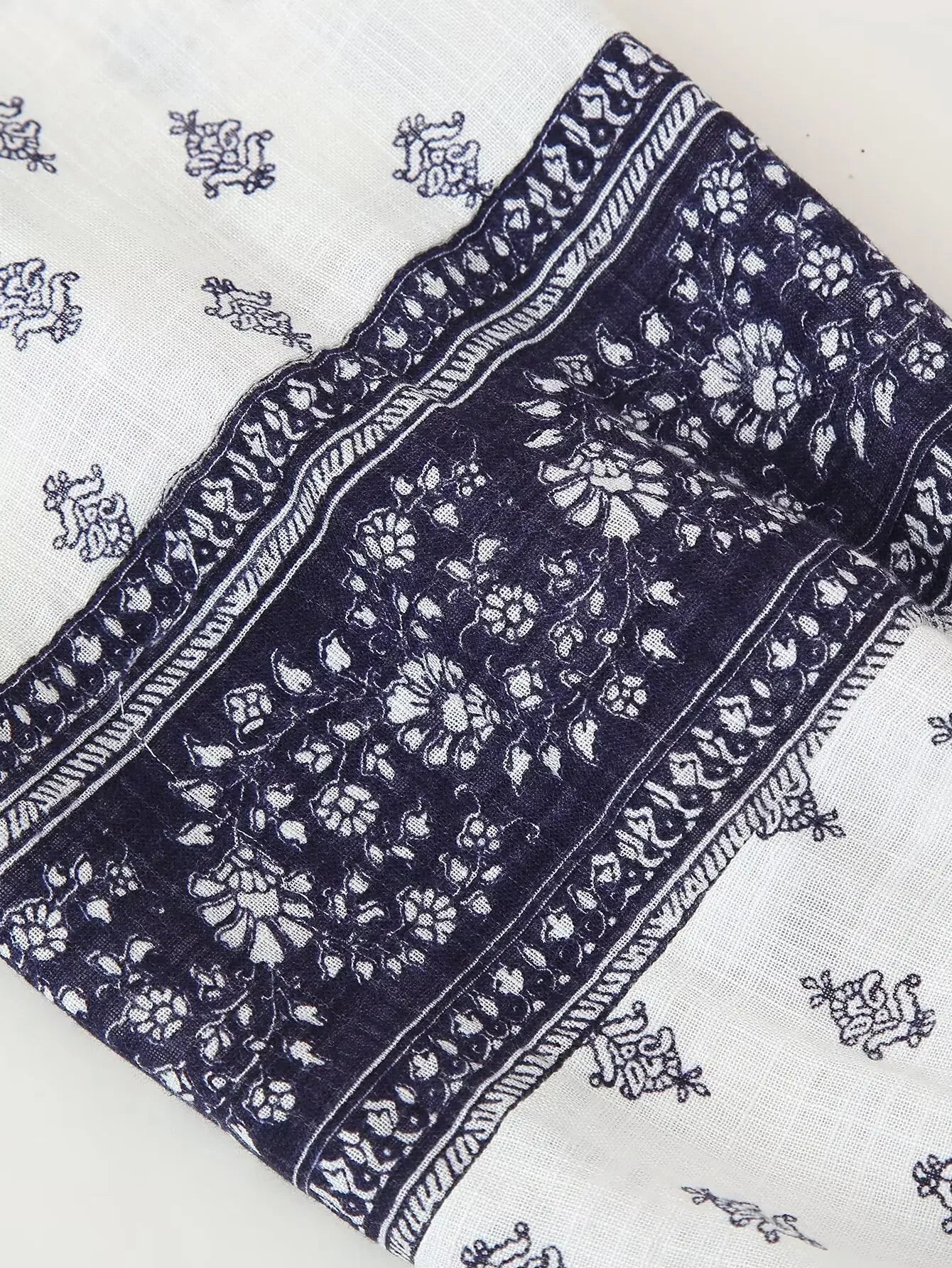 Women's Puffy Sleeve Linen Printed Top