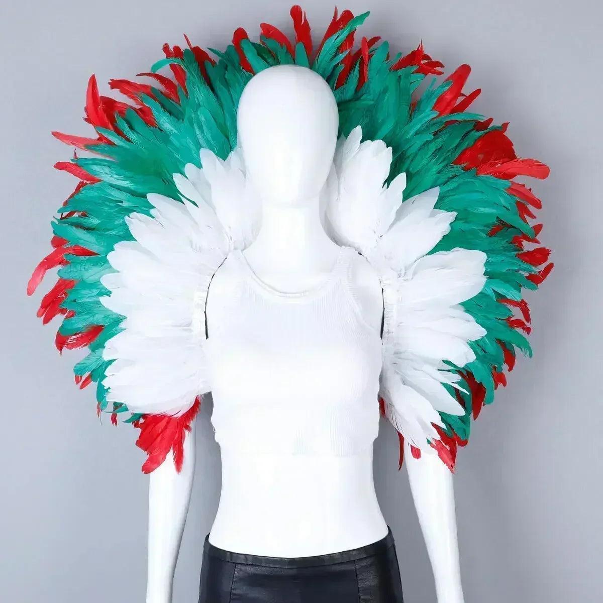Designer feather scarf (punk halloween carnival masked ball party)accessory