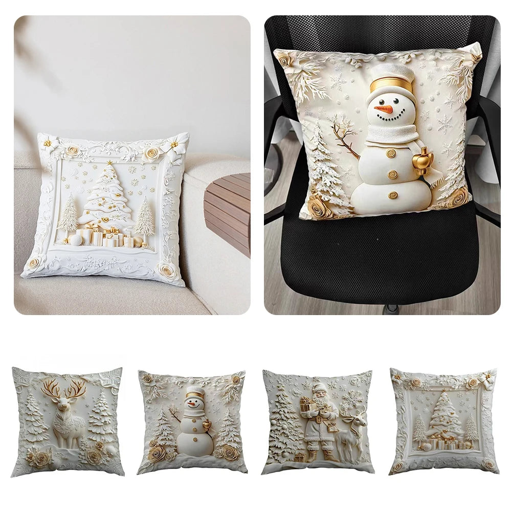 Plush Throw Pillow Covers Xmas Decorative Cushion Covers Ultra Soft Cozy Winter Holiday Warm Pillowcase For Christmas Decoration