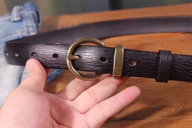 Genuine Leather Brass Buckle Belt for Women | Jeans Casual Dress |  Ladies Designer Trendy Belts Waistband