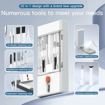 22 in 1 Cleaning Kit Keyboard Cleaner Brush Bluetooth Earphones Cleaning Pen Earbuds Phones Laptop Cleaning Tools Keycap Puller