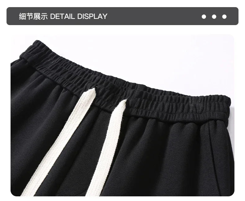 New Men's Casual Pants Wide Leg Straight 65% Cotton Fabric Outdoor Sweatpants Neutral High-quality Soft Long Baggy Trousers