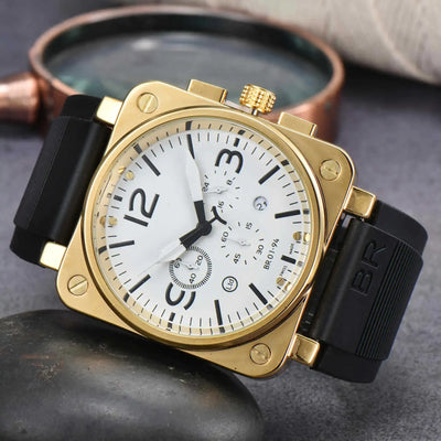 High-End BR Original Brand Watches For Mens High Quality Square Automatic Mechanical Watch Business Sports AAA Male Clock