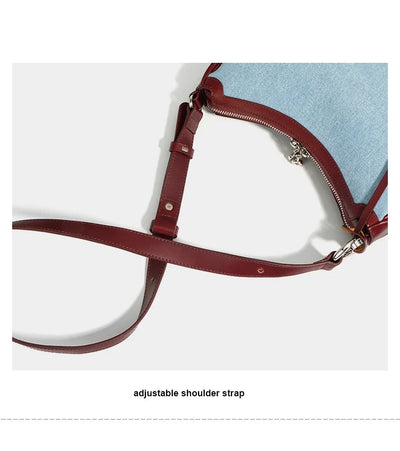 2024 New Women Bag Lady Fashion Half Moon Underarm Shoulder Bag Messenger Female Summer Soft Lightweight Denim Fabric Handbag