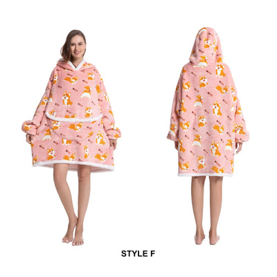 Blanket Hoodie Sherpa Fleece Oversized Wearable Blanket Warm Thick Big Hooded Sweatshirt Blanket for Women Adults Men Teens