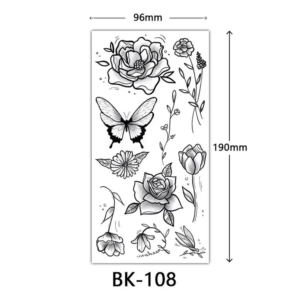 Sexy Temporary Tattoos For Women Water Transfer Sketch Tattoo Sticker Long Lasting Waterproof Body Art Tattoos Accessories