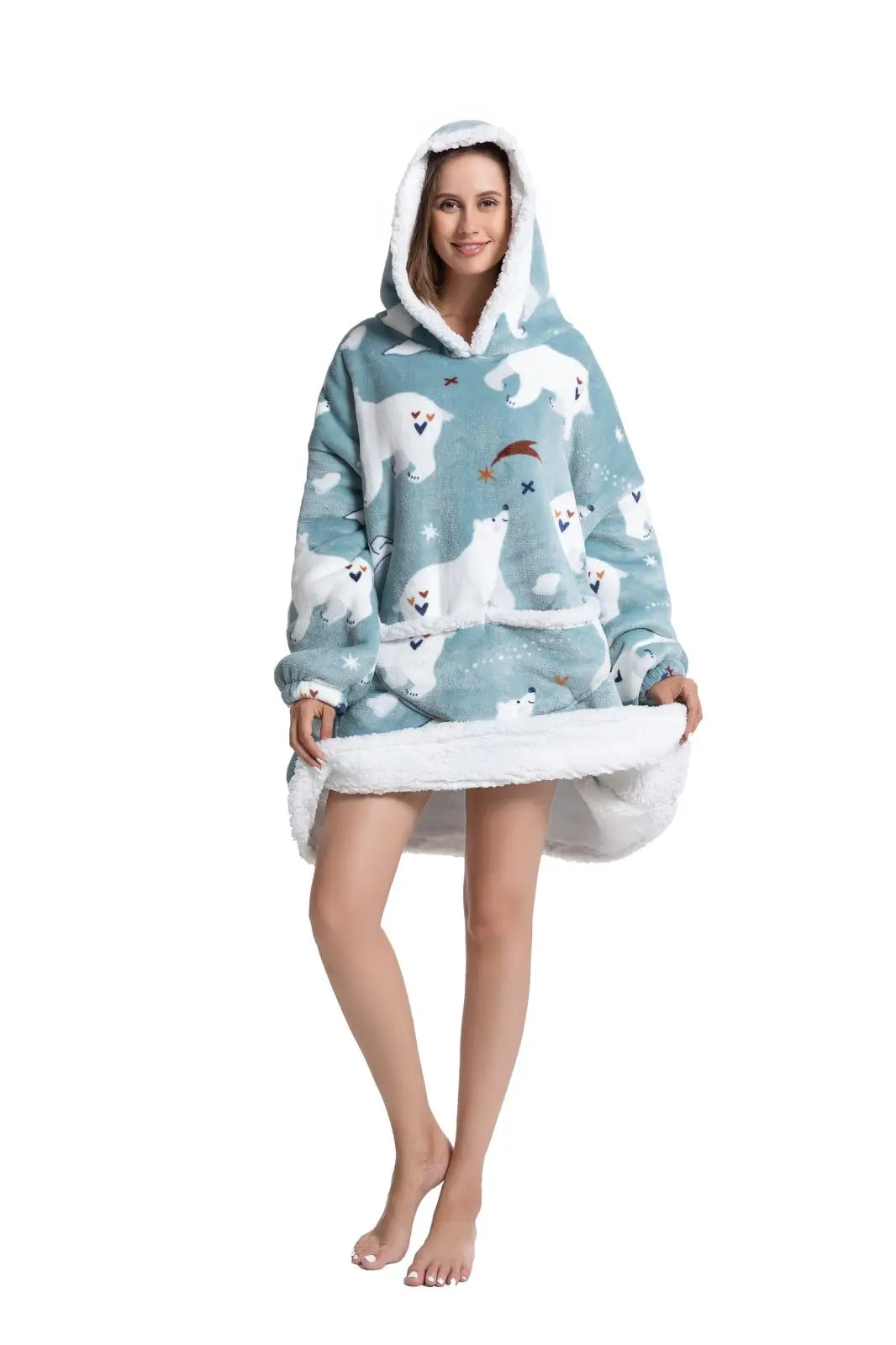 Blanket Hoodie Sherpa Fleece Oversized Wearable Blanket Warm Thick Big Hooded Sweatshirt Blanket for Women Adults Men Teens