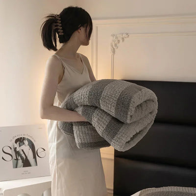 Teddy Fleece Blankets Stitch Winter Cozy Soft Blankets Multifunctional Farley Plush Blanket Cover Thermal Mat for Home Plaid 이불