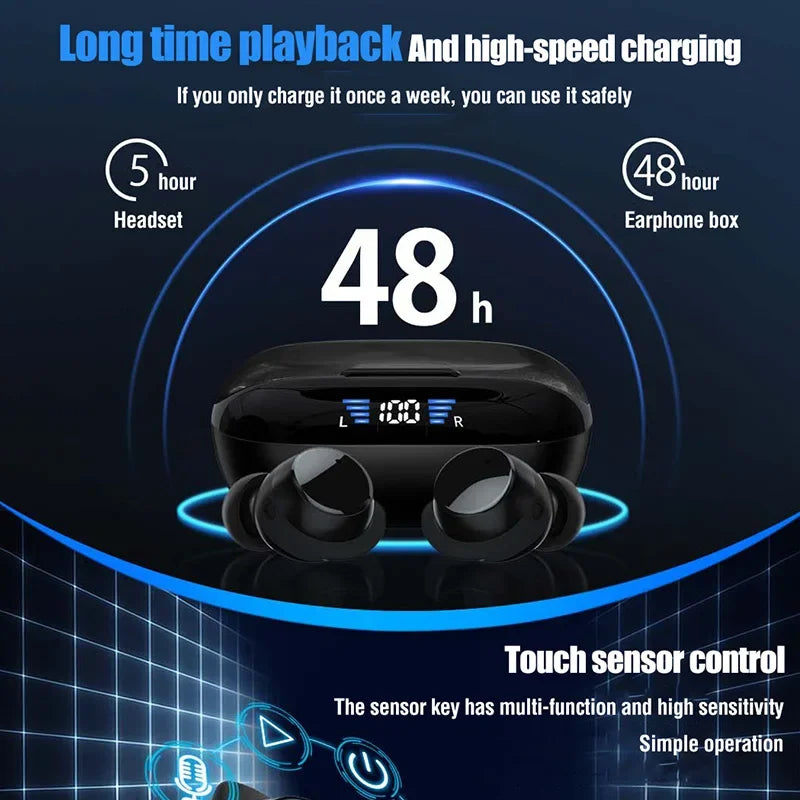 Wireless Earbuds Wireless 5.3 Headphones 48Hrs Music Bluetooth Earphones with Charging Case in Ear Headset with Mic LCD Display