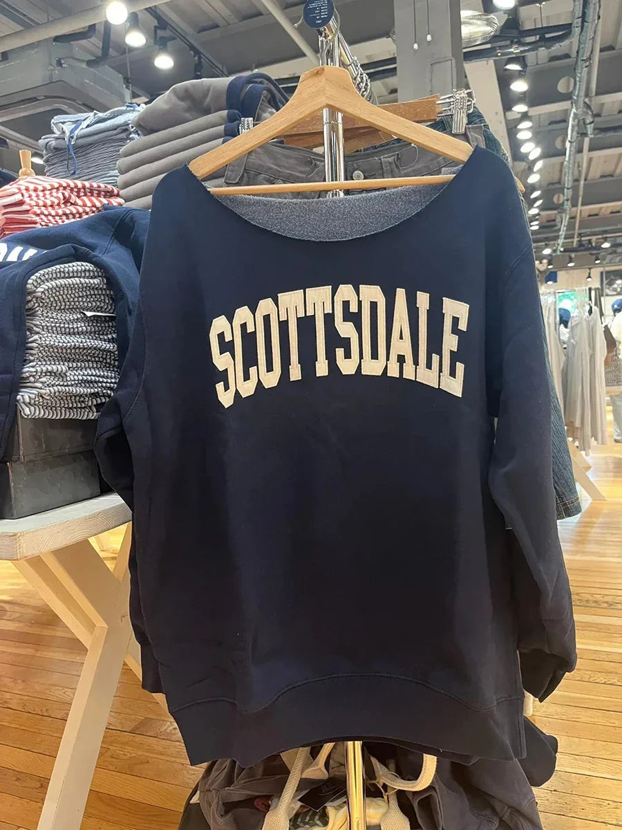 14 Print Oversized Sweatshirt For Women Sexy Scoop