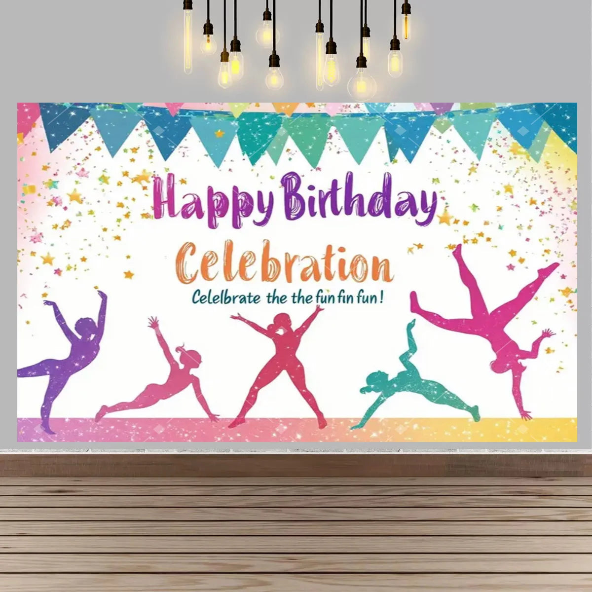 Gymnastics Theme Birthday Decor Backdrop Gymnastics Movement Flip Jump Play Falling Party Supplies Photography Backdrop