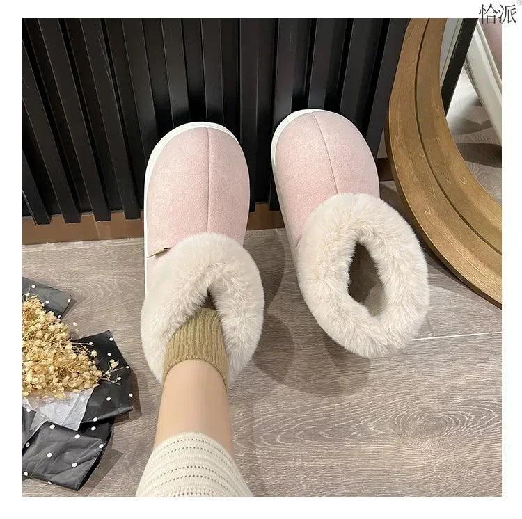 Kidmi classic fur boots for women winter outdoor fashion ankle long padded new indoor warm shoes