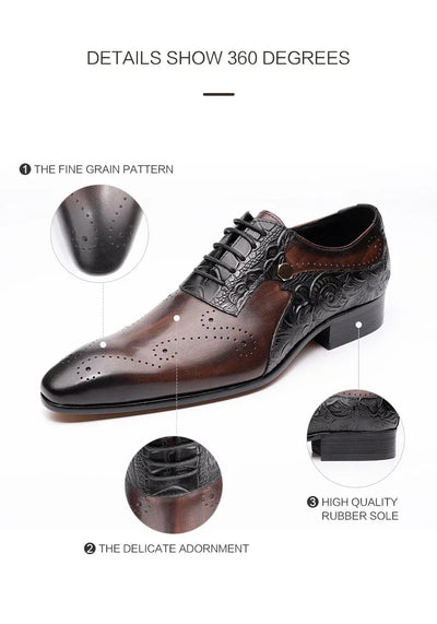 Handmade Mens Wedding Dress Brogue Shoes Genuine Leather Lace-up Latest Design Fashion Casual Shoes Man Pointed Dress Shoes