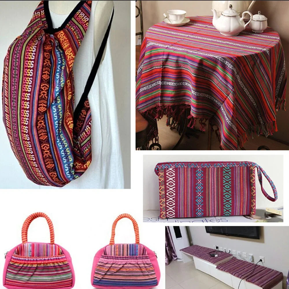 Ethnic Style Cotton Linen Fabric Textile Patchwork Sofa Cover Pillow Hotel Bar Tablecloth Curtain Decor Sewing Crafts Materials