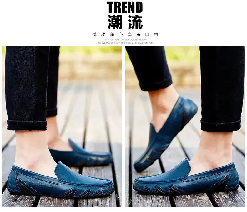 Autumn Shoes for Men Leather Casual Shoes Luxury Italian Men's Loafers Moccasins Breathable Black Versatile Driving Shoes 2024