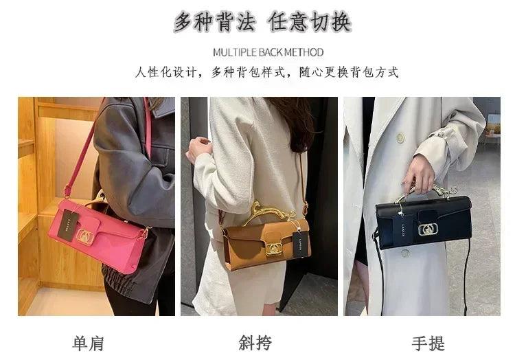 Women’s handbag new bags for women metal handle leather famous brand designer crossbody fashion trend shoulder bag