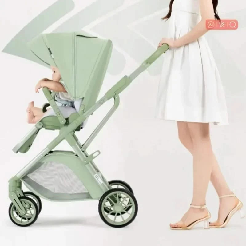 Portable High-view Baby Stroller Two-way Portable Baby Stroller Foldable Children's Four-wheel Baby Stroller 0-3 Years Old