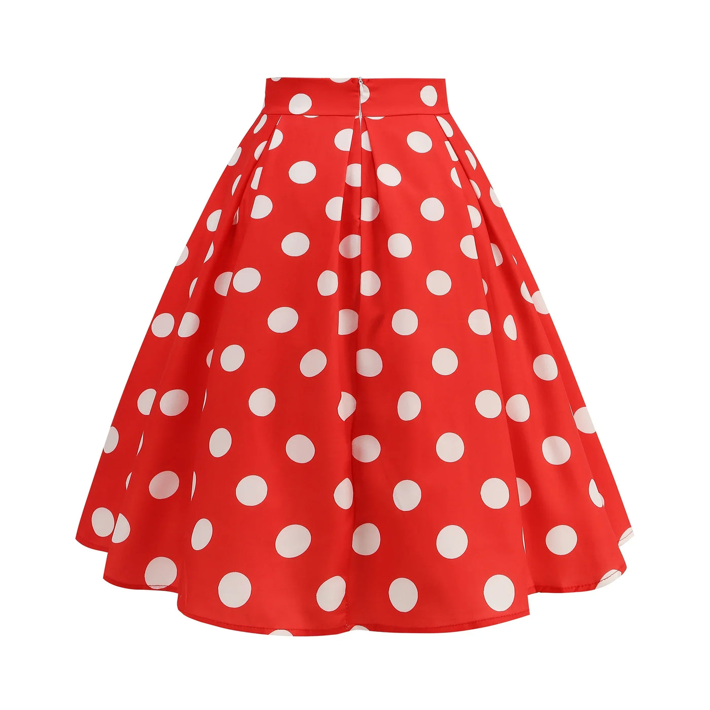 Summer Casual Women Midi Skirt Polka Dot High Waist Retro Vintage 50s Pleated Party Skirts