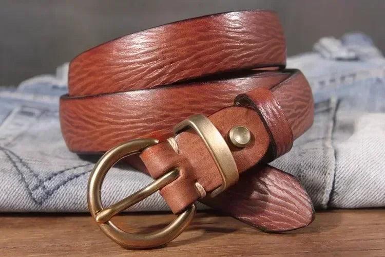 Genuine leather brass buckle belt for women | jeans casual dress | ladies designer trendy belts waistband