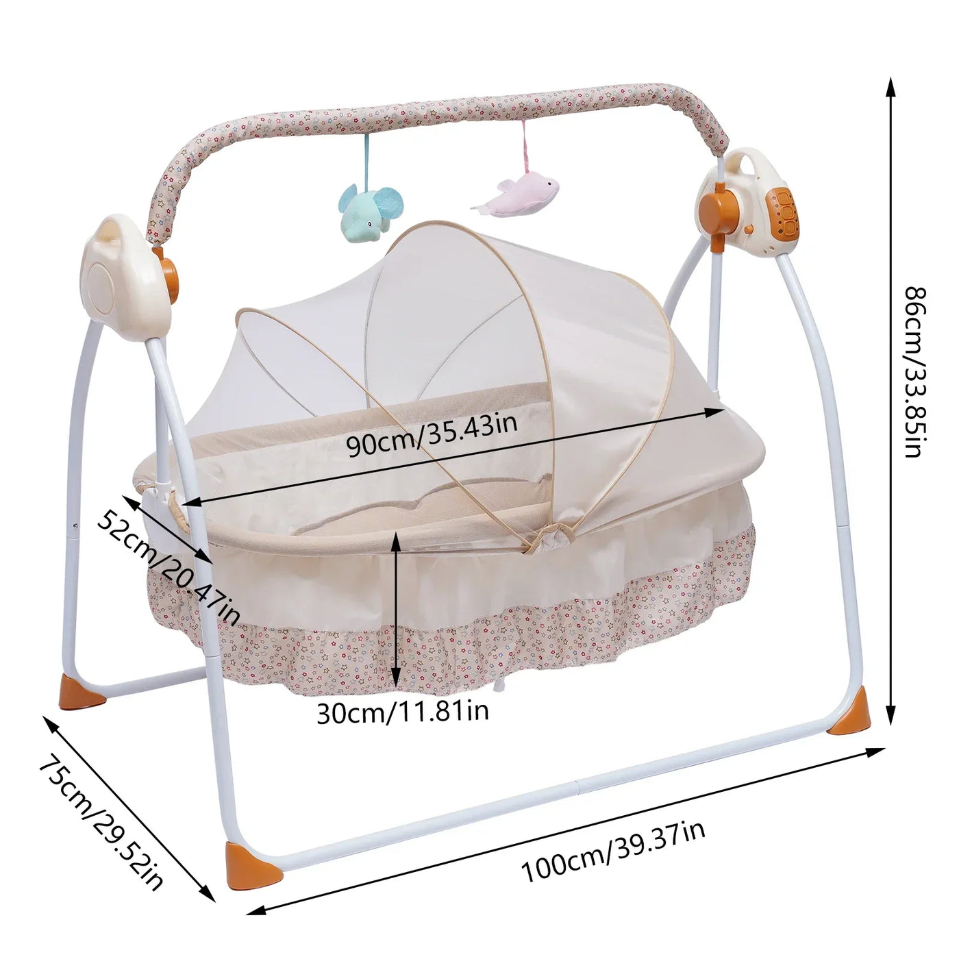 Electric Baby Cradle, Baby Bed, Folding and Soothing, Automatic Swinging, Newborn Bed