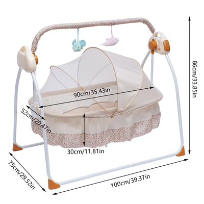 Electric Baby Cradle, Baby Bed, Folding and Soothing, Automatic Swinging, Newborn Bed