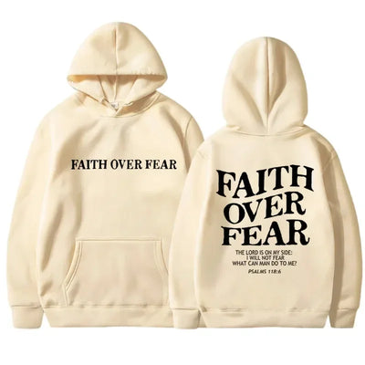 FAITH OVER FEAR Print Hoodies for Men Women Hooded Sweatshirts