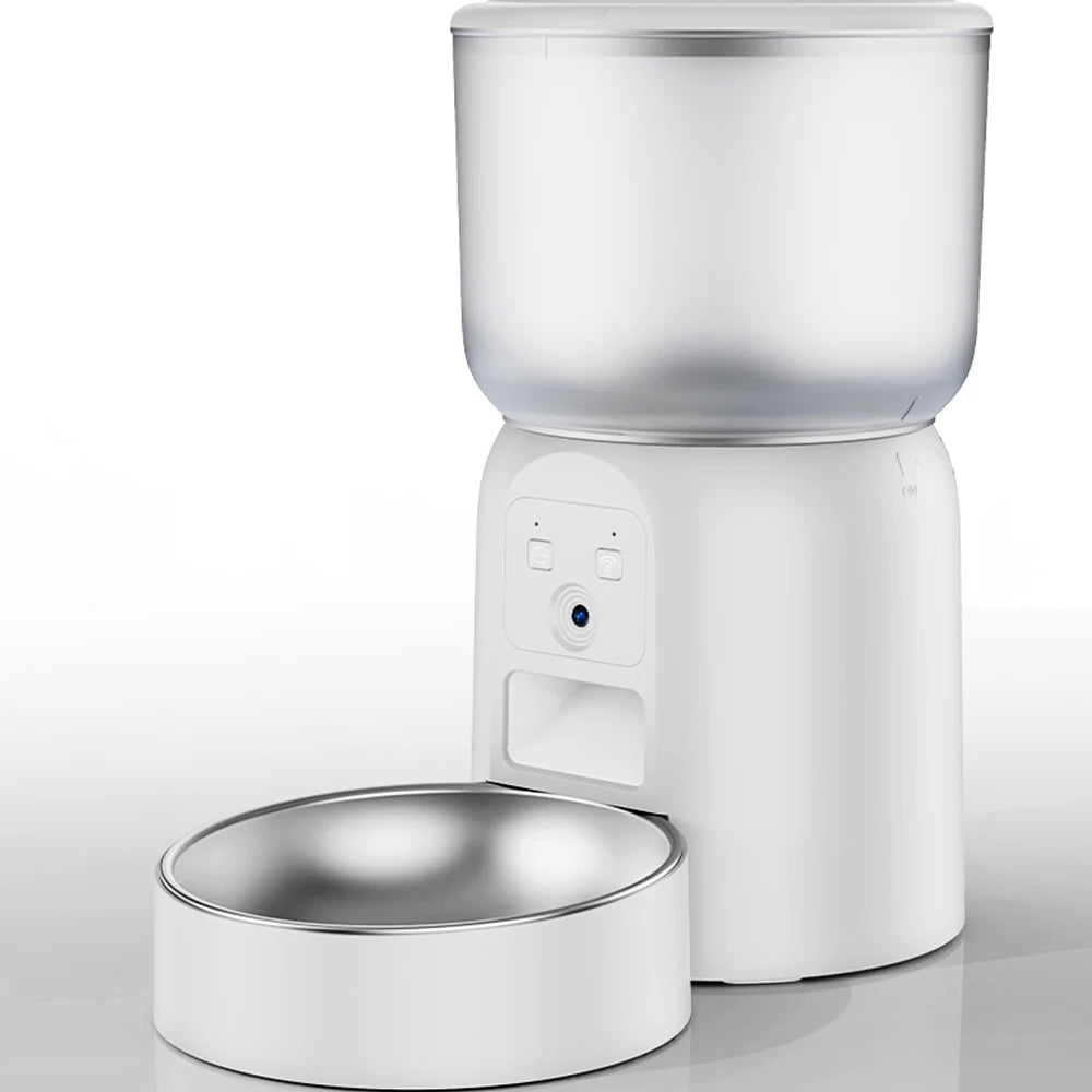 3L large capacity pet feeder, equipped with high-definition camera and stainless steel food bowl, with application