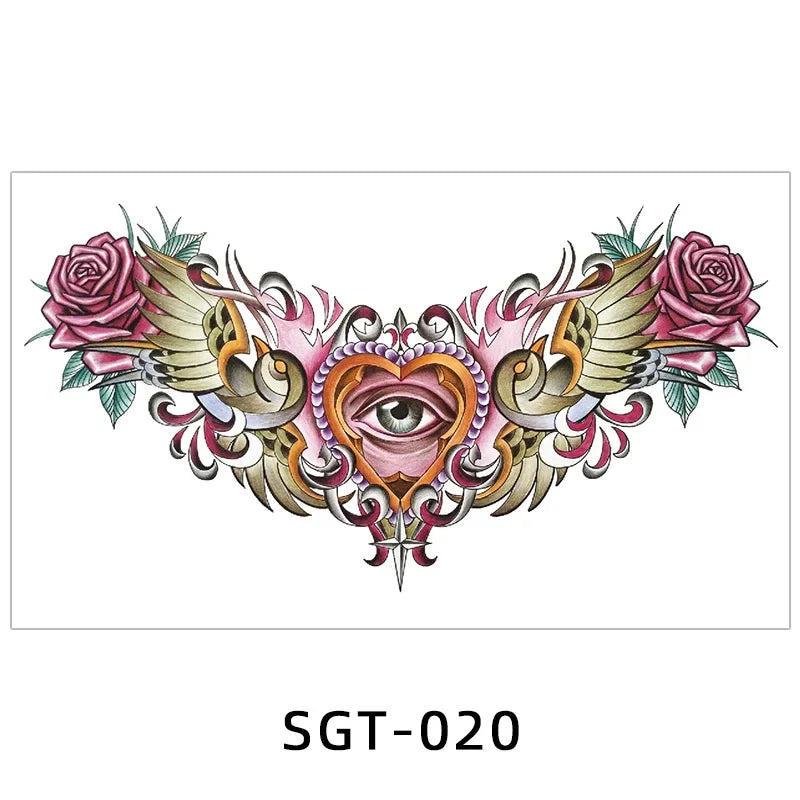 Temporary Tattoos Men Shoulder Tattoos Large Chest Body Sexy Tattoo Sticker Waterproof Tatoo Fake Make Up Pattern Stickers