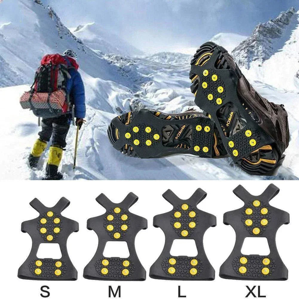 10 Teeth Climbing Crampons Anti-Slip Mountaineering Cleats Unisex Bundled Crampons Walking Hiking Accessories