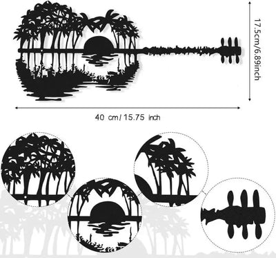 Metal Guitar Wall Art Decor Rustic Metal Guitar Art Black Guitar Metal Wall Art