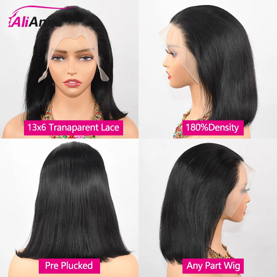 Bob Wig Human Hair 13x6 Lace Front Human Hair Wig Short Human Hair Wigs 100% Brazilian Short Straight Human Hair Wigs Preplucked