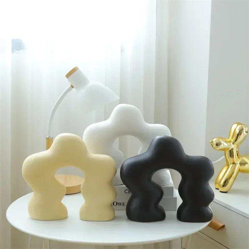 Classical ceramic ornaments home decor white and black decoration nordic special-shaped modern minimalist