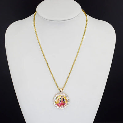 Hinduism Necklace Ganesha Goddess Kashmi Vishnu Rhinestone Pendant Shiva Amulet Charms Necklaces Women Indian Buddhism Jewelry