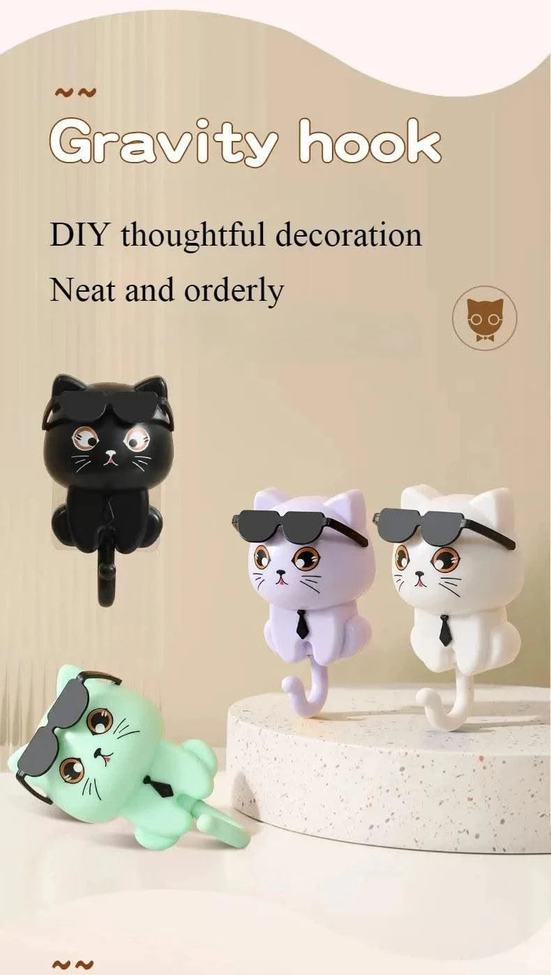 Kitten Hooks Cartoon Cats Gravities Induction Decorative Hooks Storage Racks for Keys Umbrellas Towels Adhesive Hooks Home Items