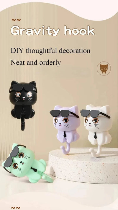 Kitten Hooks Cartoon Cats Gravities Induction Decorative Hooks Storage Racks for Keys Umbrellas Towels Adhesive Hooks Home Items