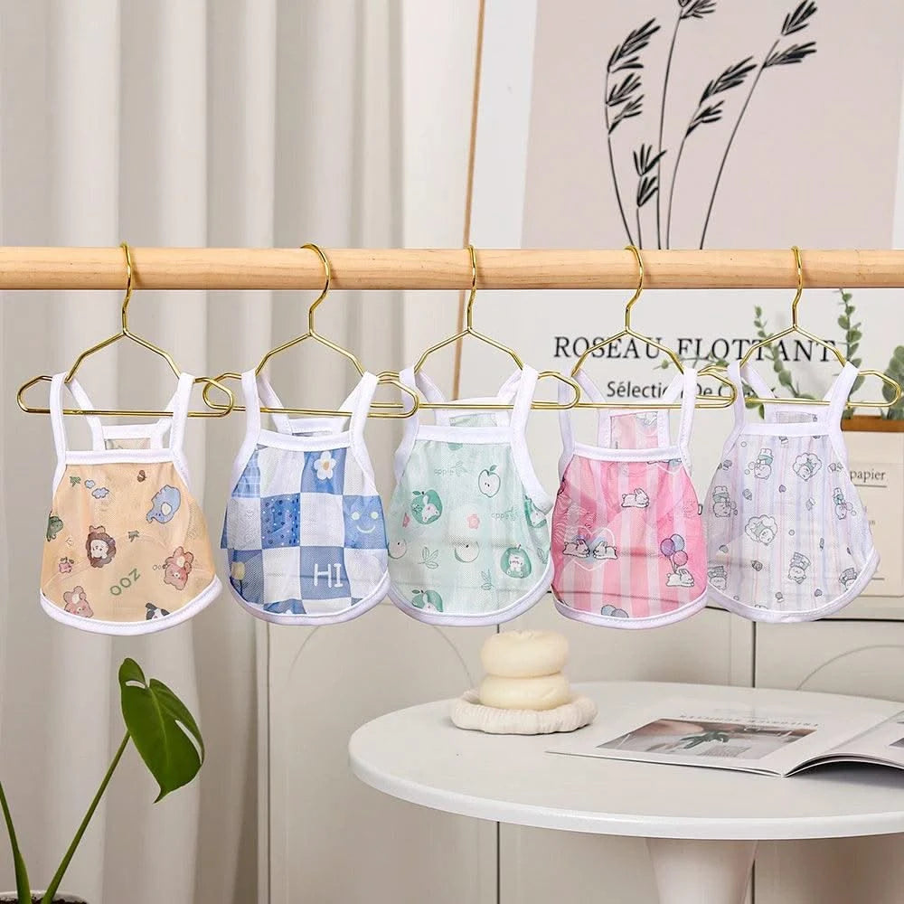 Pet clothing is fresh cute fashionable summer thin cat and dog clothing breathable mesh suspender and stylish vest