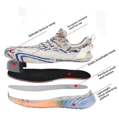 Men Safety Shoes man Lightweight Comfor work shoe womensecurity steel toe Sneakers Breathable Non-Slip summer Hiking work boots