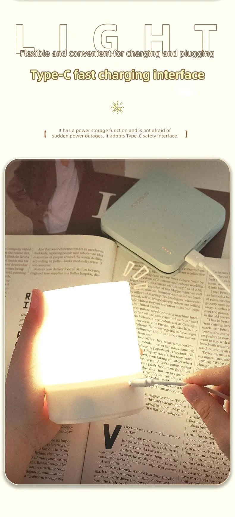 LED Night Lights USB Portable Bedside Lamp Touch Stepless Dimmabl LED Table Lamp for Bedroom Decor Sleeping Night Light Kid Gift