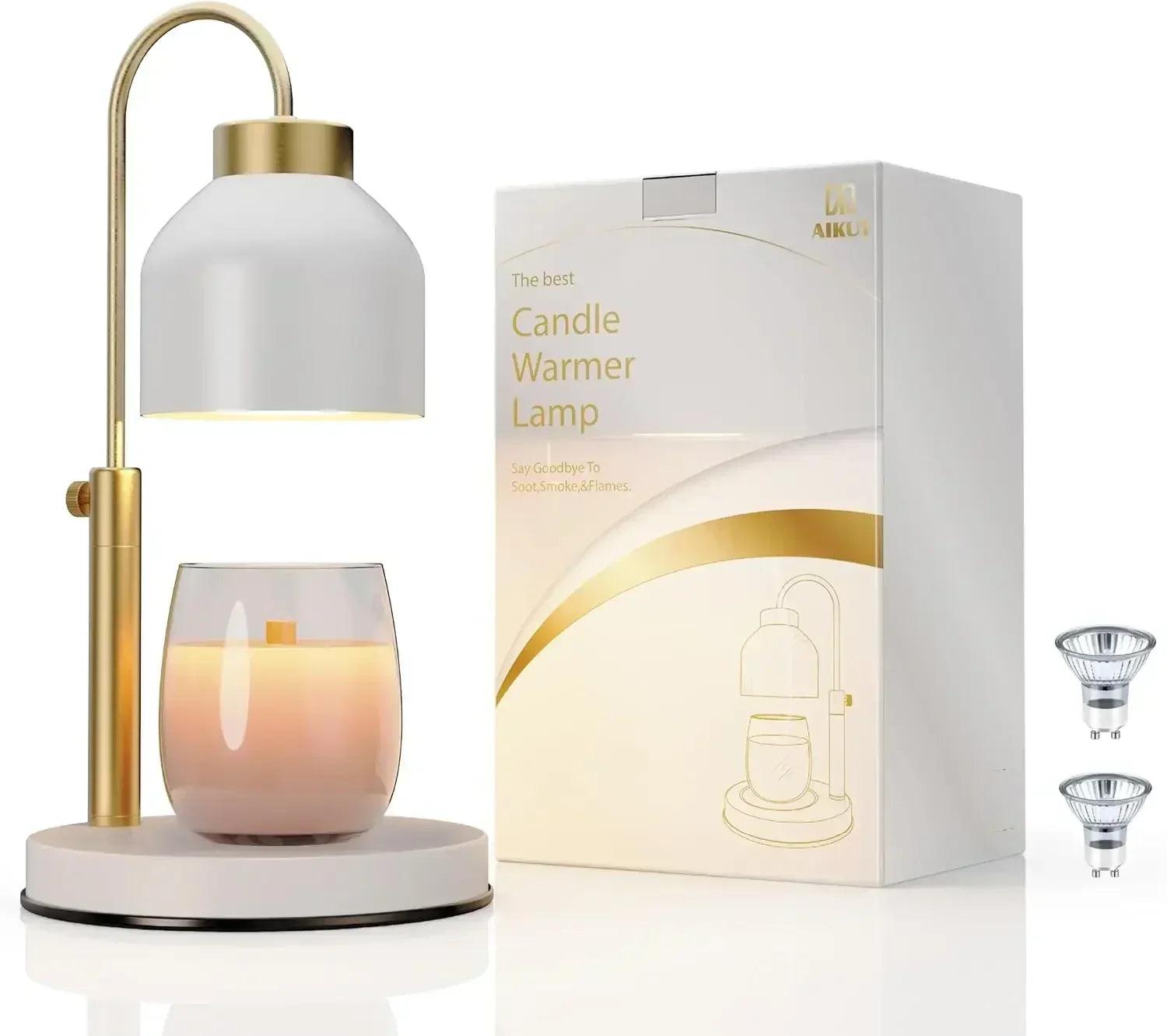 Candle warmer lamp 2 bulbs,timer and dimmer,compatible with large yankee jars,3 wick candles,height adjustable electric