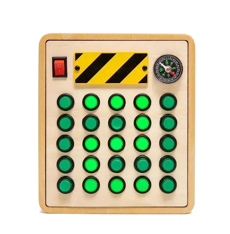 Montessori busy board sensory toys wooden with led light switch control travel activities children games for 2-4 years